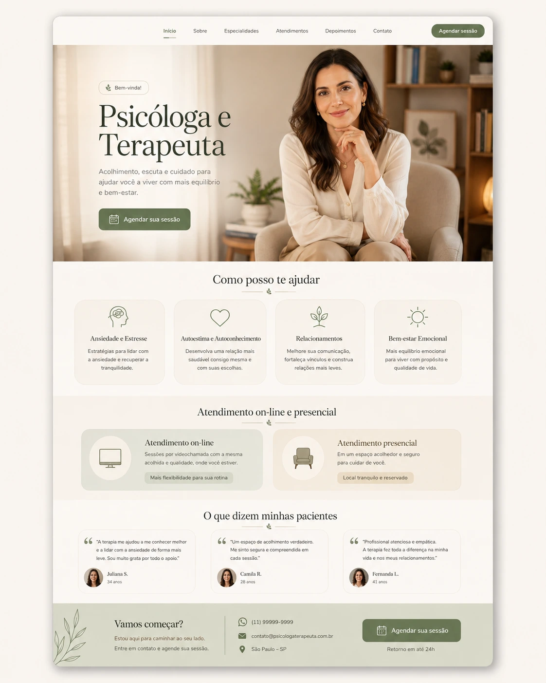 Modelo de Site para Psicóloga Clínica