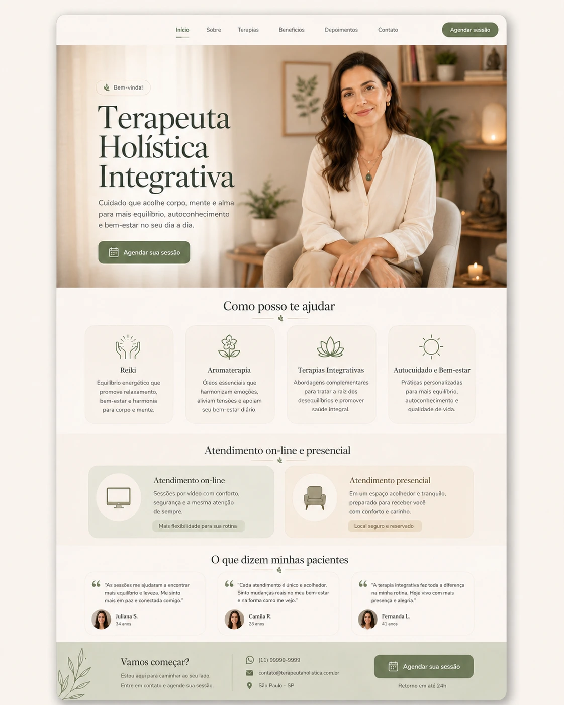 Modelo de Site para Terapeuta Holística