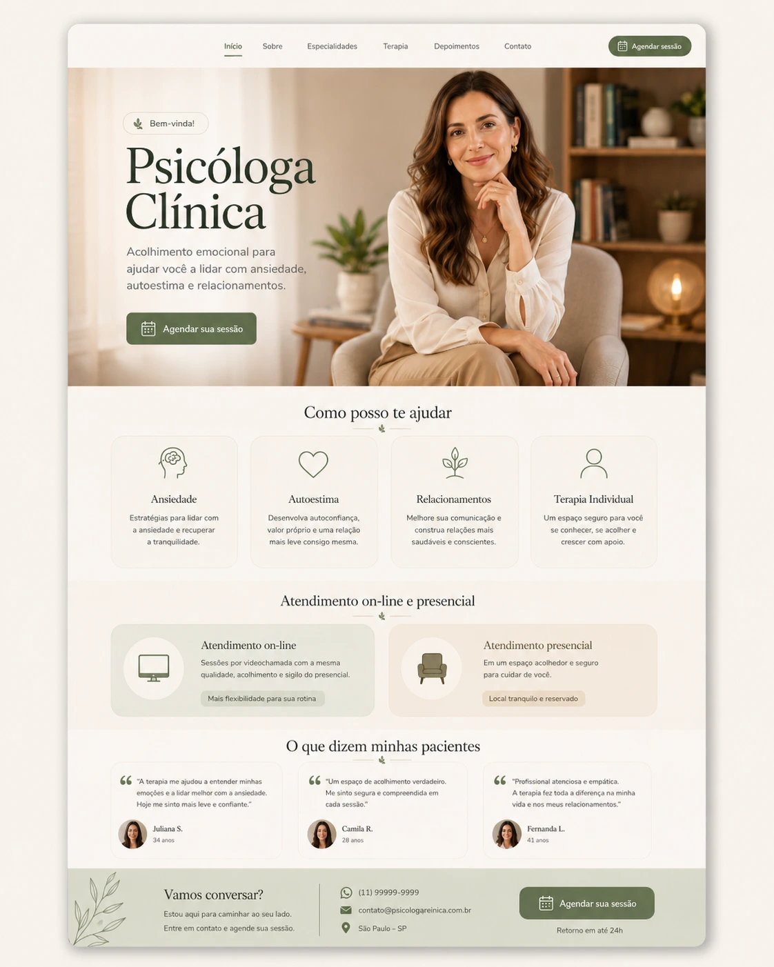 Modelo de Site para Terapia On-line